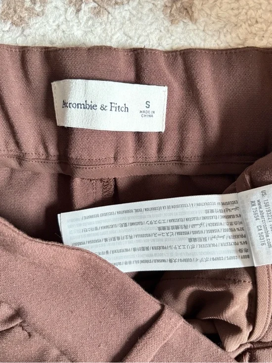 Abercrombie & Fitch Sloane Tailored Pants Wide Leg Trouser High Rise Brown - Picture 6 of 6